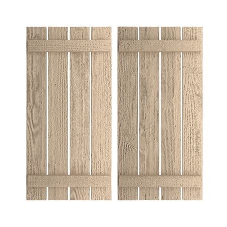 Rustic Four Board Spaced Board-n-Batten Rough Sawn Faux Wood Shutters, 23 1/2W X 34H